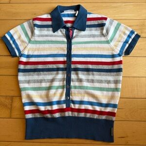 Ben Sherman Colorful Striped Button Down Shirt Top 100% Cotton Size: Small